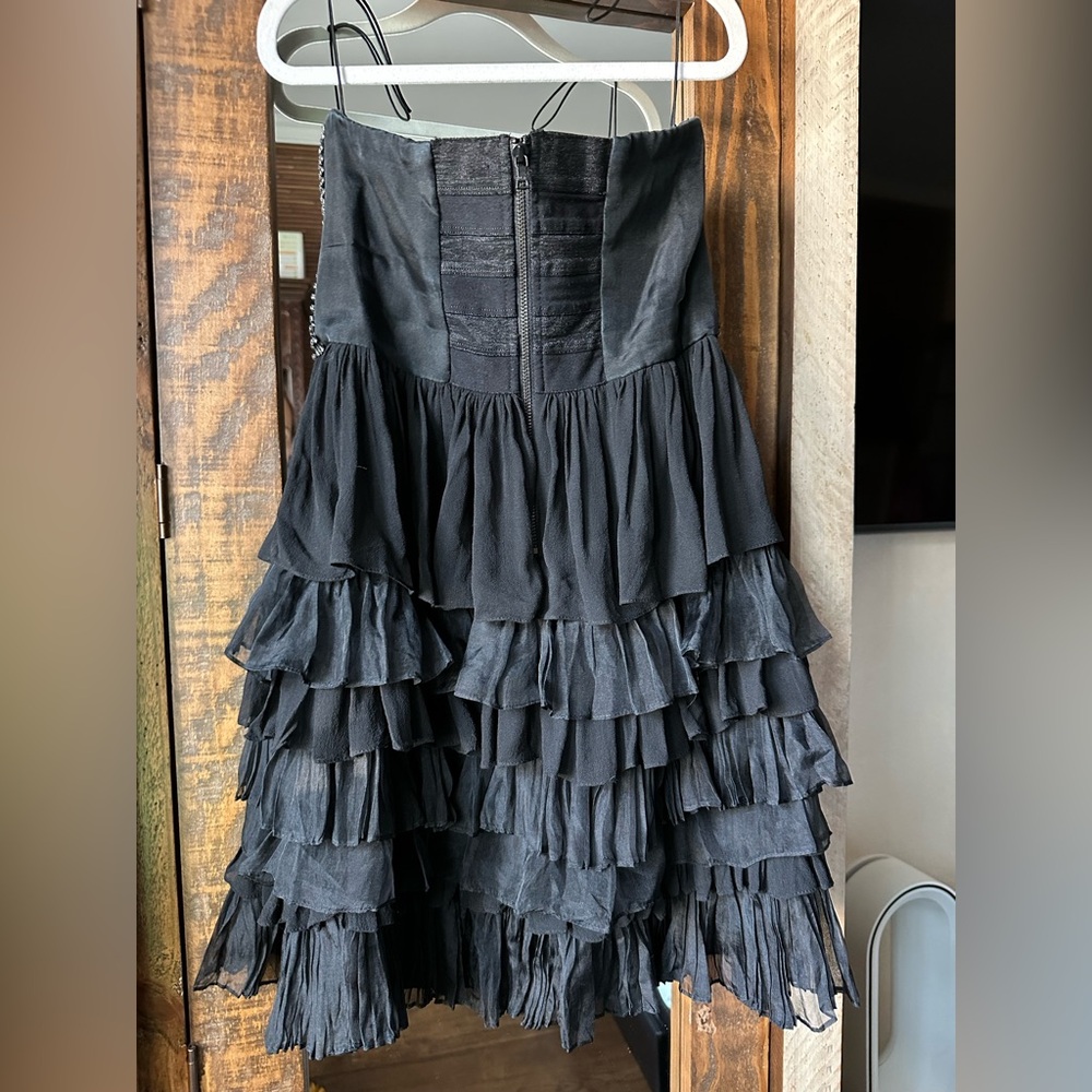 Alice + Olivia Black Strapless Ruffle Dress XS - Picture 7 of 7